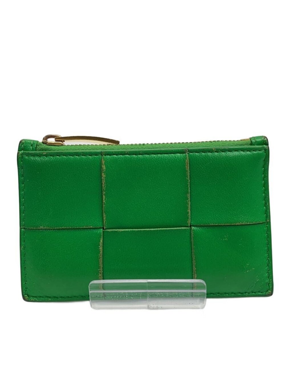 BOTTEGA VENETA Cassette Zipper Card Case Wallet Leather Green